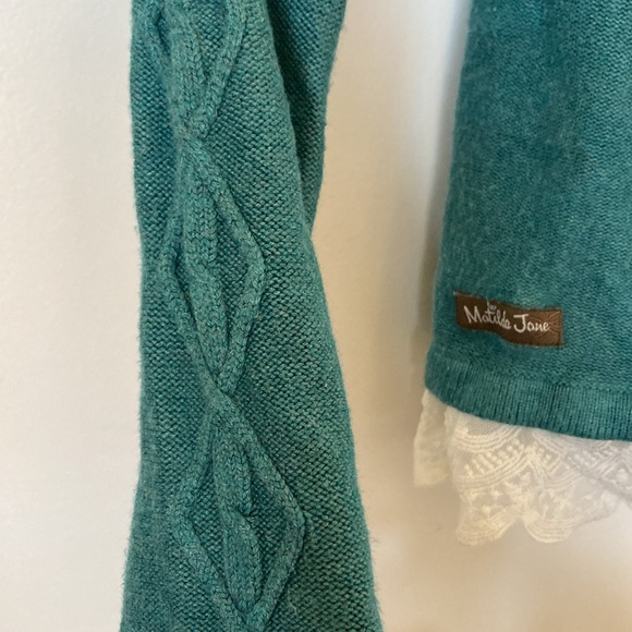 Matilda Jane Girls Size 6 Teal, with Sleeve Detail and Lace and Flowers - Picture 8 of 8